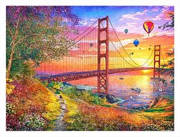 Pintoo puzzle 1200 pieces: D. Davison. Golden Gate Bridge in San Francisco at sunset