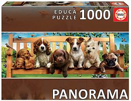 Educa 1000 pieces puzzle: Puppies on a bench