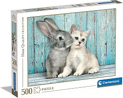 Puzzle Clementoni 500 items: Kitten and rabbit