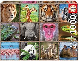 Puzzle Educa 1000 pieces: the Collage. Wild animals