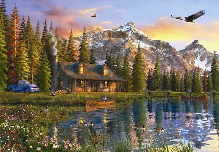 Anatolian jigsaw puzzle 2000 details: Sunset in the forest ANA.3933