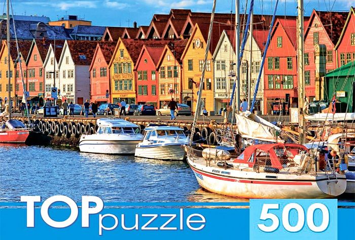 Puzzle TOP Puzzle 500 details: Bright houses by the water КБТП500-6806