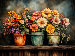 Wooden puzzle with 500 pieces. Flowers and still lifes. Three bouquets
