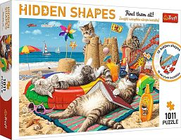 Puzzle Trefl 1011 details: Cats on the beach