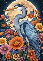 Cherry Pazzi 1000-piece puzzle: A Heron under a Full Moon