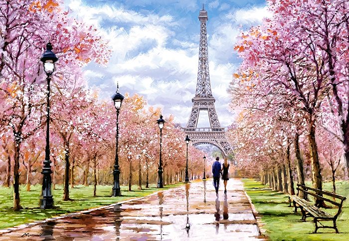 Puzzle Castorland 1000 pieces: Romantic walk in Paris C-104369