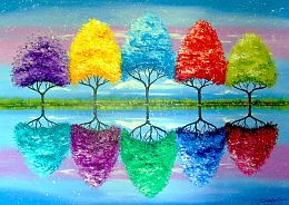 Enjoy 1000 Pieces puzzle: Each tree has its own colorful story