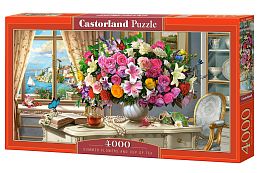 Castorland puzzle 4000 pieces: Summer flowers and a Cup of tea