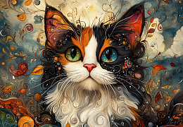 Wooden puzzle with 1000 pieces. Furry creatures. A cat for happiness
