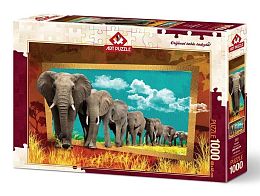 Puzzle Art Puzzle 1000 pieces: Elephants