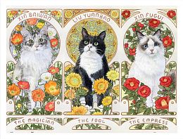 Pintoo Puzzle 1200 pieces: Jachu. Three paintings with cats in the style of Alphonse Mucha