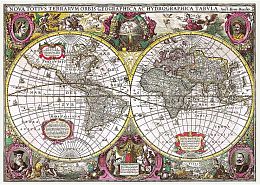 Trefl puzzle 2000 details: a Map of the New Lands And Seas, 1630