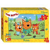 Set of children's puzzles 5 pieces Three cats