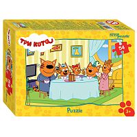 A set of 5 puzzles with 54 parts Step: Three Cats