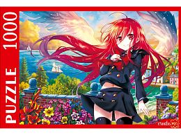 Puzzle Red Cat 1000 pieces: Beautiful anime girl