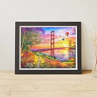 Pintoo puzzle 1200 pieces: D. Davison. Golden Gate Bridge in San Francisco at sunset