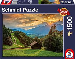 Schmidt 1500-piece puzzle: Sunset in a mountain village