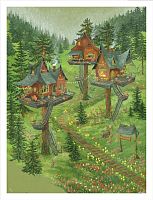 Pintoo puzzle 1200 pieces: Yu. Vaikhicheva. Forest Treehouse