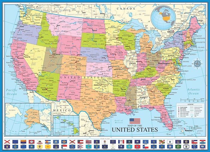 Puzzle Eurographics 1000 details: USA Map 6000-0788