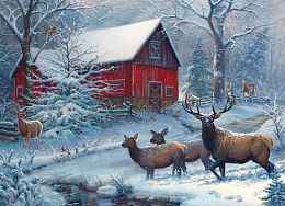 Cobble Hill 1000 pieces Puzzle: Deer on the winter edge