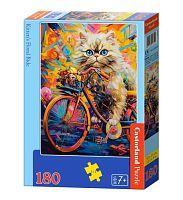 Castorland Puzzle 180 pieces: A cat on a bicycle