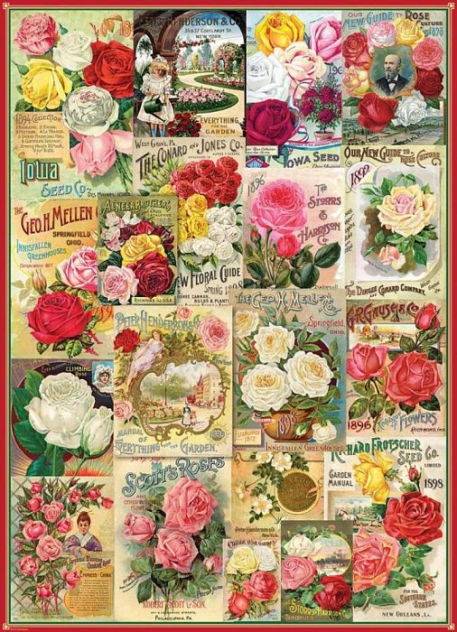 Puzzle Eurographics 1000 pieces: Vintage book cover with roses 6000-0810