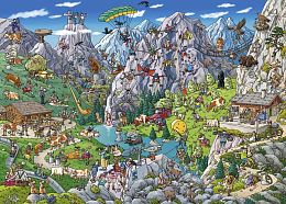 Puzzle Heye 1000 pieces: Tourists in the Alps