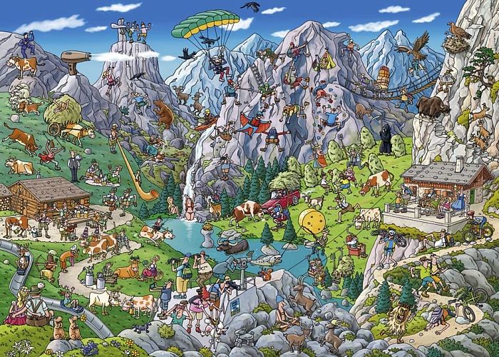 Puzzle Heye 1000 pieces: Tourists in the Alps 29680