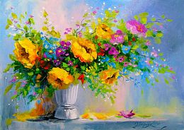 Enjoy 1000 pieces puzzle: Bouquet with yellow flowers