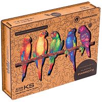 Wooden UNIDRAGON Puzzle 291 pieces: Playful Parrots