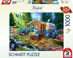 Schmidt 1000-piece puzzle: Jeff Haney. Mobile home in the mountains