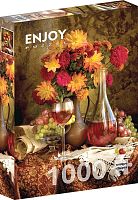 Enjoy 1000 Pieces Puzzle: Dahlias and Wine