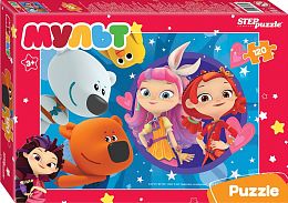 A set of 8 puzzles with 120 parts Step: Cartoon. Mi-mi-bears. Fairy Patrol, etc.