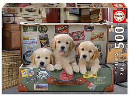 Puzzle Educa 500 details: the Puppies in the Luggage