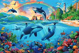 3D Jazzle Puzzle 48 pieces: Dolphins and a rainbow