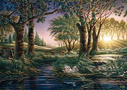 Schmidt 1000-piece puzzle: T.Redlin. Magical morning at the lake