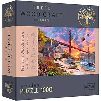 Wooden Trefl Puzzle 1000 pieces: Sunset over the Golden Gate