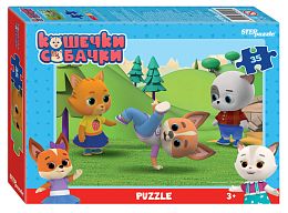 Step puzzle 35 pieces: Cats and dogs