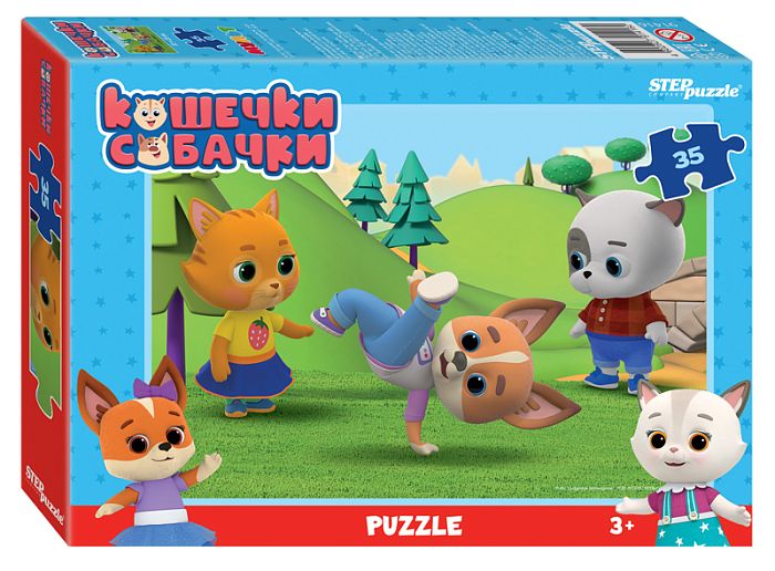 Step puzzle 35 pieces: Cats and dogs 91416