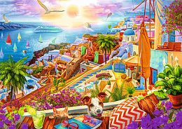 Trefl 1000 Pieces Puzzle: Tea Time. A trip to Santorini