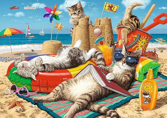 Puzzle Trefl 1011 details: Cats on the beach TR10674