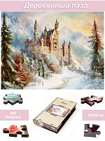 Wooden 500-piece puzzle Fairy-tale world. Castle by the river