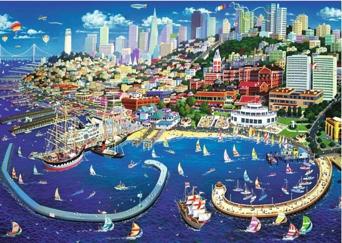 Trefl puzzle 2000 details: the Bay of San Francisco TR27107