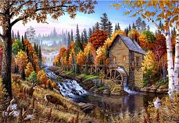 Royaumann 1500 piece puzzle: A mill on a mountain river