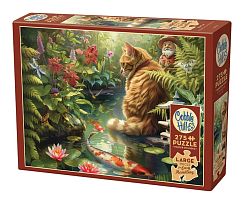 Cobble Hill Puzzle 275 pieces: Cat and koi fish