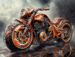 Wooden puzzle with 500 pieces. A time of freedom. Bike.