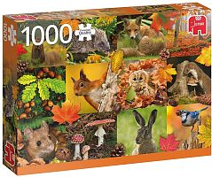 Puzzle Jumbo 1000 pieces: Forest animals in autumn