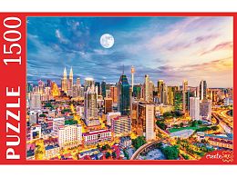 Puzzle Red Cat 1500 pieces: Malaysia. Kuala Lumpur under the moon