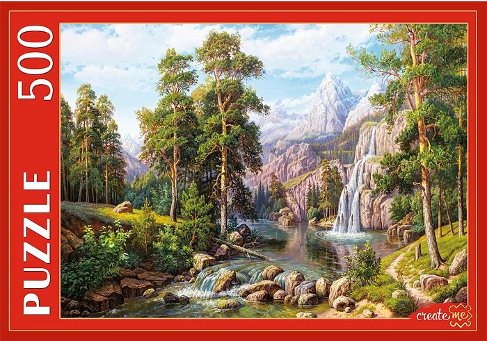 Puzzle Red Cat 500 details: V.Potapov. Landscape with waterfall РУКП500-2919