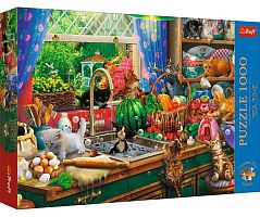 Trefl 1000 Pieces Puzzle: Tea Time. Kittens in the kitchen